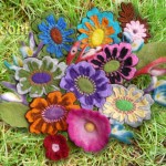 Different view of wool felt flowers