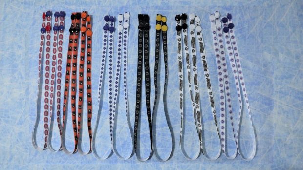 Hockey lanyards plus the Blue Jays. Available immediately are the Blue Jays; Bruins; Canadiens; Flyers; Maple Leafs; & Penguins.